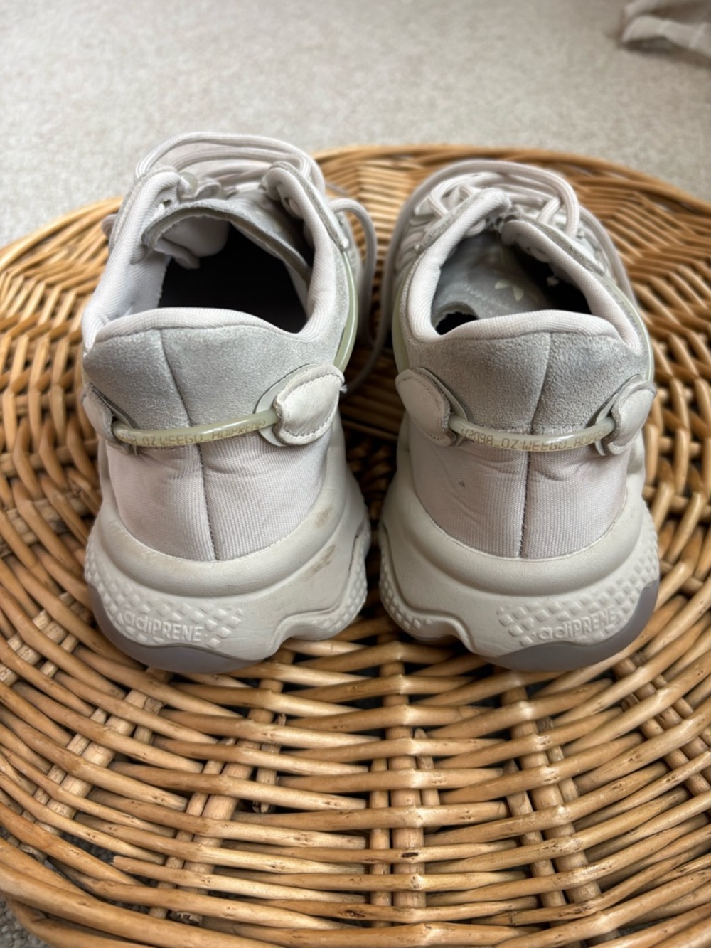 Adidas Cream Neutral Ozweego Unisex Chunky Sneakers in Bliss Knit Women's Size 9 - Picture 10 of 15